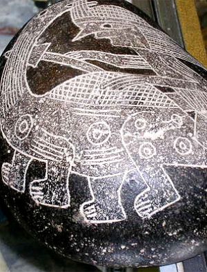 Pre-azték Ica kövek: dínó lovas